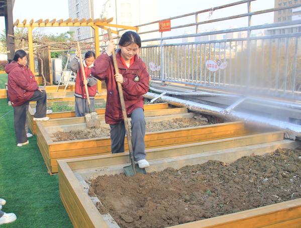 学生们正在进行翻土